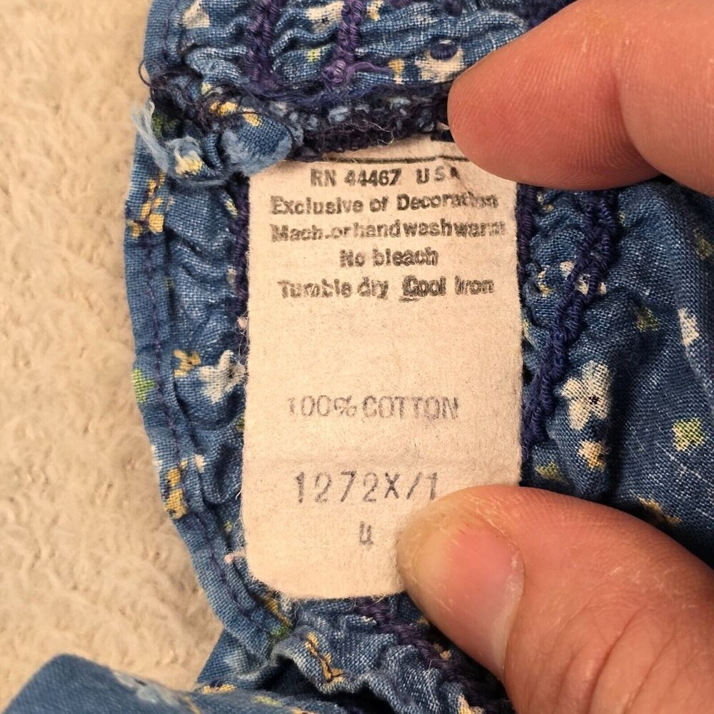 Coming Thing Vintage Girls Skirt Size 4 Blue Floral Cottagecore Boho Country - Picture 8 of 8